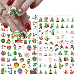 AKLHDSK conjunto de pegatinas navidad 3D, 8 hojas para uñas.