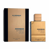 Al Haramain Amber Oud Blue Edition frasco elegante para uso diario.