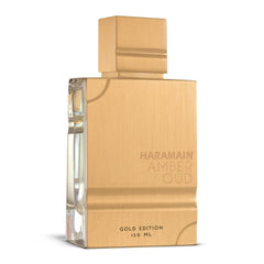Al Haramain Amber Oud Gold Edition, tapa frontal resaltando presentación premium.