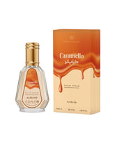 Al-Rehab Caramello frasco de vidrio de 50 ml con aroma de larga duración para uso diario.