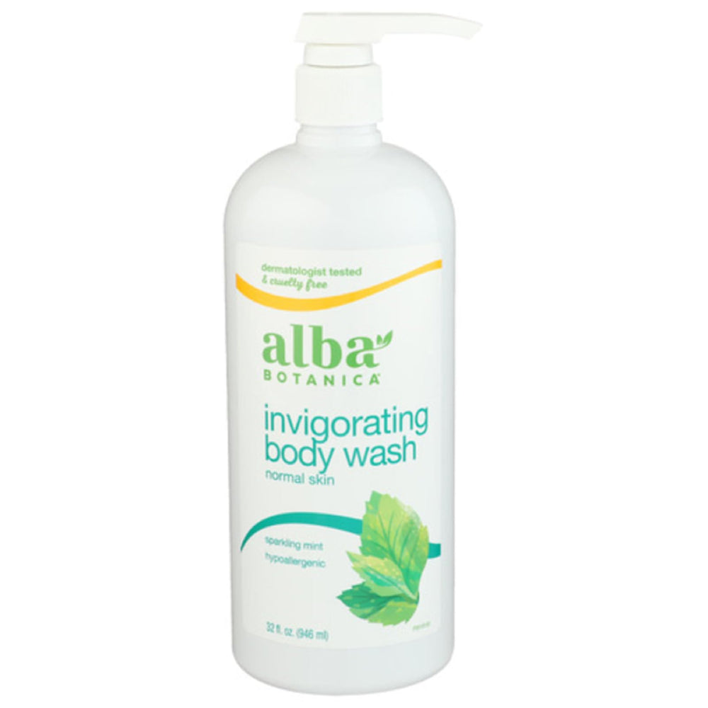 Alba Botanica gel de baño menta espumosa, botella para limpieza suave y refrescante