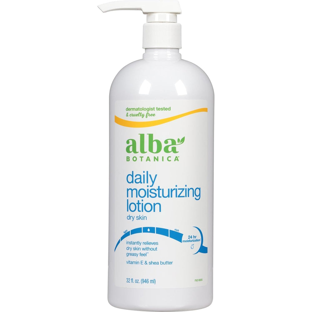 Loción corporal Alba Botanica Muy Emoliente Máxima en botella de 32 oz para hidratación profunda