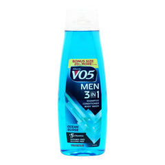 Alberto VO5 3 en 1 empaque de 15 oz para cabello y piel, ideal para duchas rápidas.