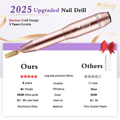 Alety, brocas de oro para uñas, ideal para detallado y acabado suave.