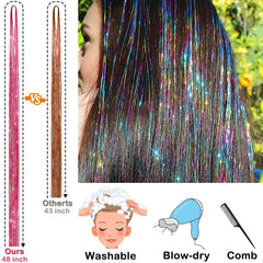 Alfie Darling cabello con mechones brillantes de 48 pulgadas, versátil.
