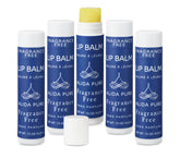 Bálsamo labial de ALIDA PURE sin fragancia con cinco tubos para cuidado diario.