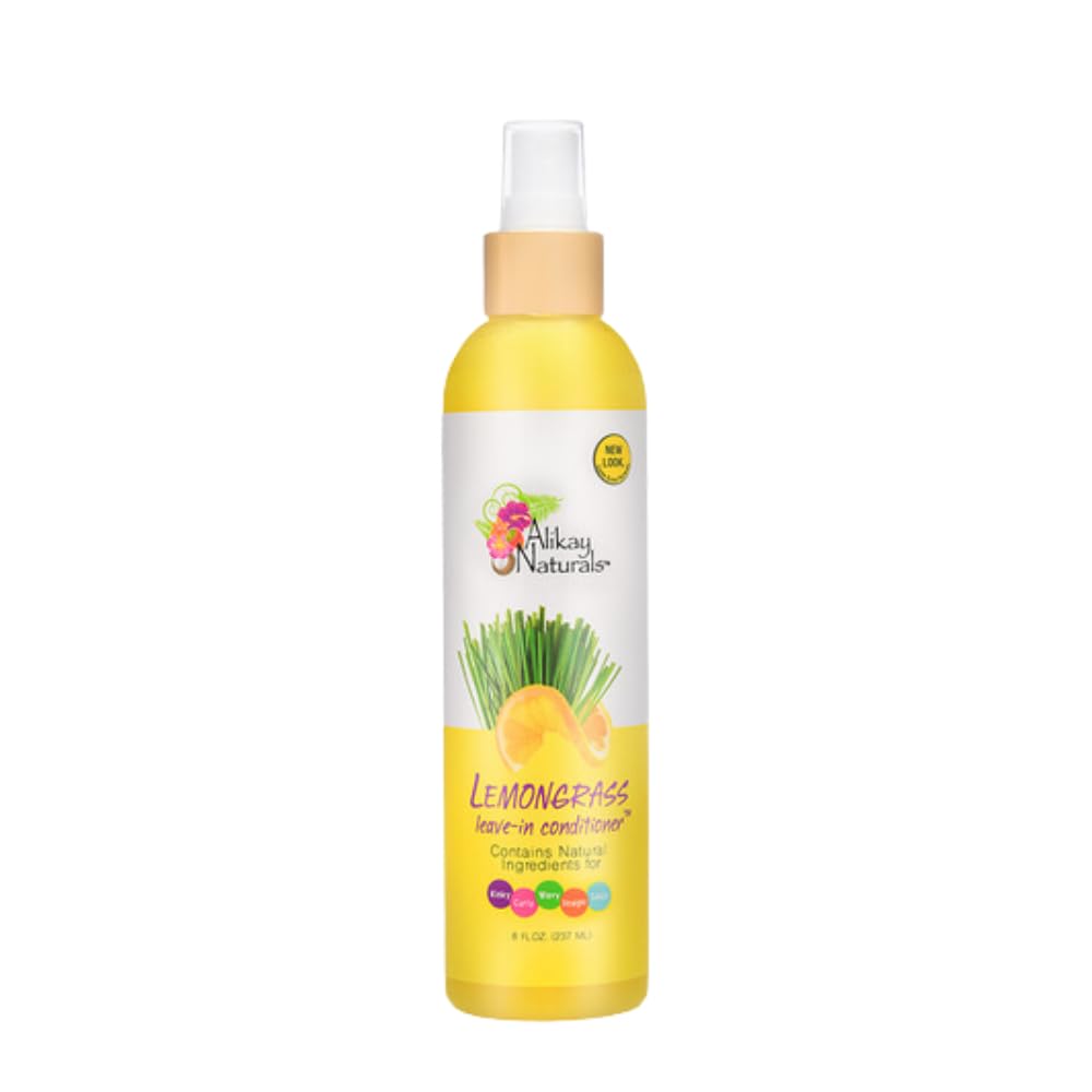 Alikay Naturals Acondicionador sin enjuague Citronela, bote elegante para brillo y suavidad.
