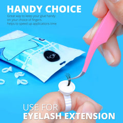 Aliory: anillos ergonómicos ajustables para pegamento de pestañas, comodidad durante largas sesiones.
