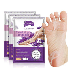 ALIVER mascarilla exfoliante para pies, tres packs con lavanda para suavizar la piel
