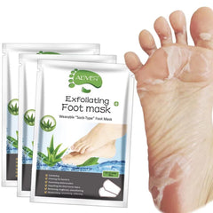 ALIVER mascarilla para pies en empaque, exfolia suavemente