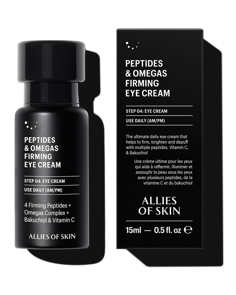 Allies of Skin Contorno de Ojos con foco en el envase y beneficios de hidratación