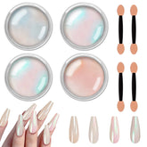 Allstarry polvo cromado Aurora, crea un efecto espejo en uñas con brillo intenso.