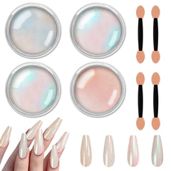 Allstarry polvo cromado Aurora, crea un efecto espejo en uñas con brillo intenso.