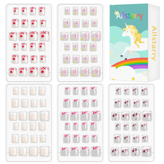 Allstarry uñas francesas infantiles con cubiertas completas, ideales para juego diario.