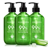 Aloderma gel Aloe 99% en frasco pump, hidratación ligera para rostro y cuerpo.