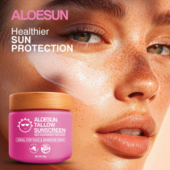 ALOESUN protector solar en rostro al aplicar; textura suave y ligera