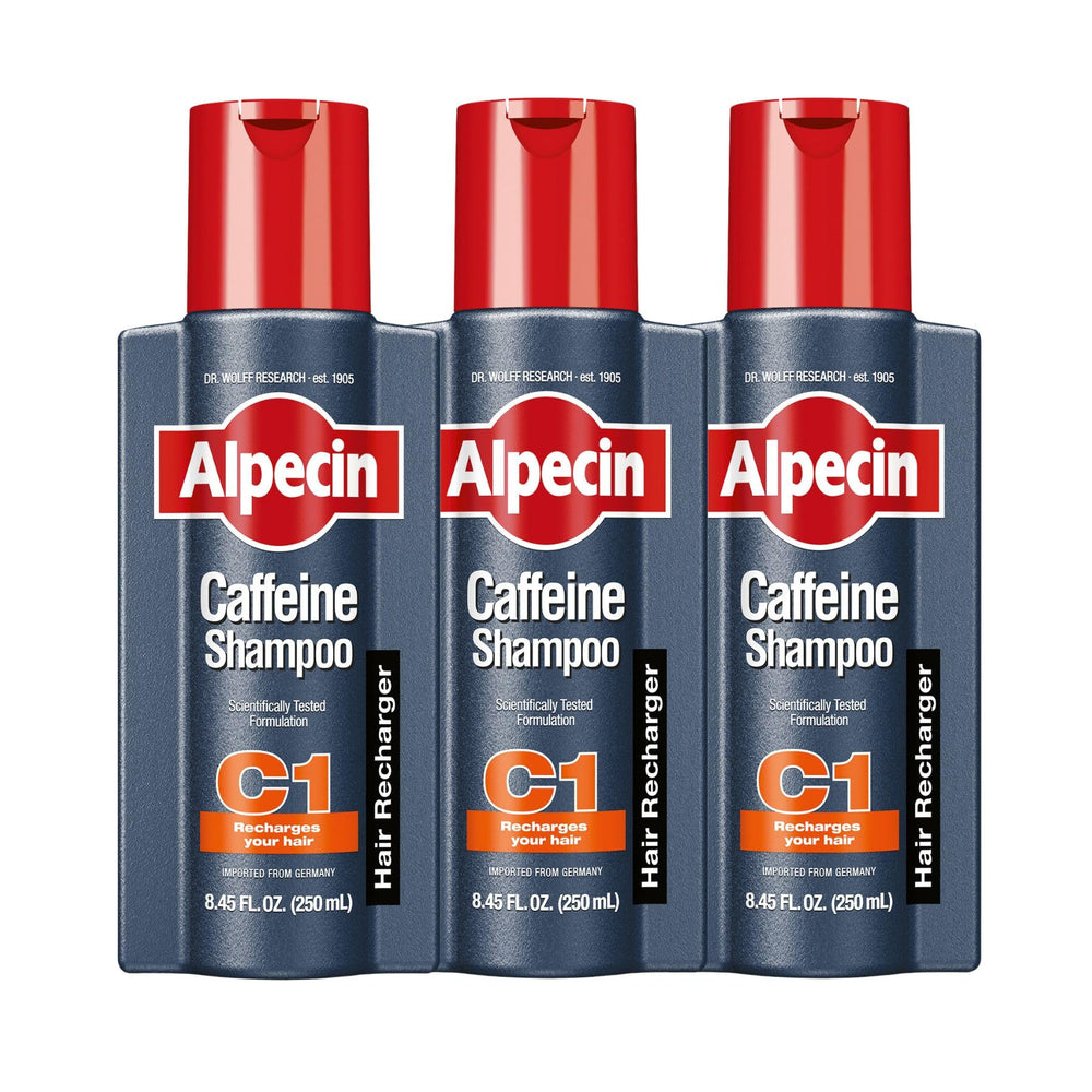 Alpecin C1, champú en bote pack de 3, energiza el cuero cabelludo para mayor densidad.