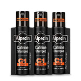 Alpecin C1 Édition Noire: flacon en vedette, pousse naturelle stimulée.