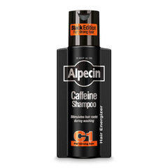 alpecin c1 black edition bottle shown for daily scalp energizing routine.