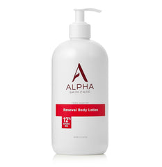 Alpha loción corporal revitalizante: botella con fórmula 12% AHA para piel suave