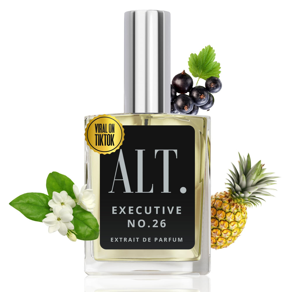 ALT. FRAGRANCES Executive 26, botella vertido: aroma duradero para todo el día.