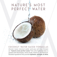 ALURAM champú voluminizador, agua de coco, infunde ligereza y cuerpo.