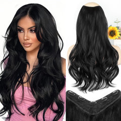ALXNAN extensiones con broches una pieza, largo ondulado, para cambio de look rápido.