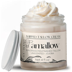 Amallow tallow de bœuf, texture fouettée pour visage et corps, hydratation riche.