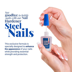 Amen Beauty Steel Nails, etiqueta transparente con acabado limpio.