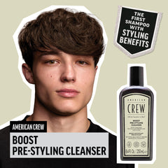 American Crew Boost Shampoo: espuma cremosa que realza la textura sin pesadez.