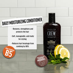 AMERICAN CREW conditionneur pour homme, texture soyeuse, démêle sans alourdir les cheveux.