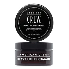 Pomada American Crew de textura dura con alto brillo para cabello liso o rizado.