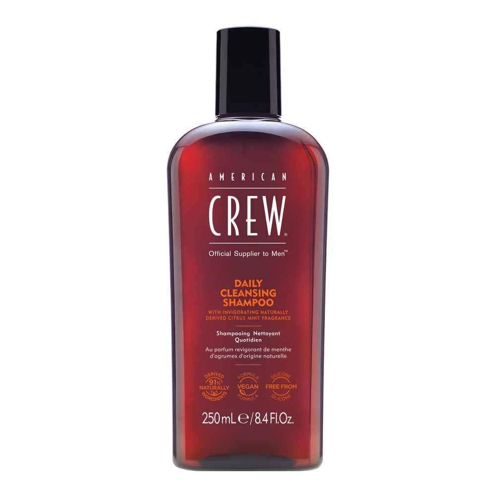 AMERICAN CREW shampoo para hombre, botella visible, limpieza diaria suave para cabello normal o graso.
