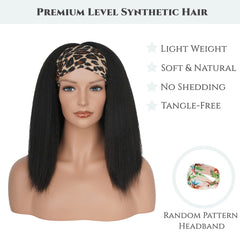 Aminow Kinky Straight Headband Wig largo 16 pulgadas para cambios de look.
