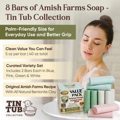 Amish Farms Jabon 8 barritas verdes: cuidado diario para piel delicada.
