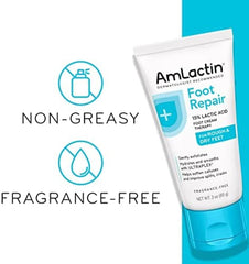 AmLactin crema de pies, aplicación suave en talones secos