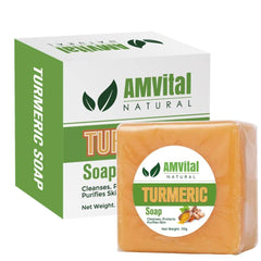 AMVital jabon curcuma rostro y cuerpo, piel más suave y luminosa.