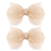Amybasic lazos organza dobles de 5.5 pulgadas en champán dorado, toque elegante para el peinado.
