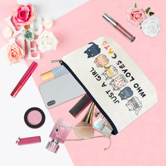 Ancpeany funda maquillaje gato tamano 10x7: espacio ideal para brochas y labios.