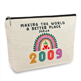 ancpeany bolso maquillaje con lino de alta calidad y impresión doble, ideal para uso diario.