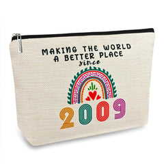 ancpeany bolso maquillaje con lino de alta calidad y impresión doble, ideal para uso diario.