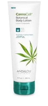 Loción corporal CannaCell Joyful de Andalou Naturals, hidratación duradera para la piel