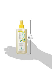 Andalou Naturals spray mist in hand, ready to set lightweight styles with a fresh scent.