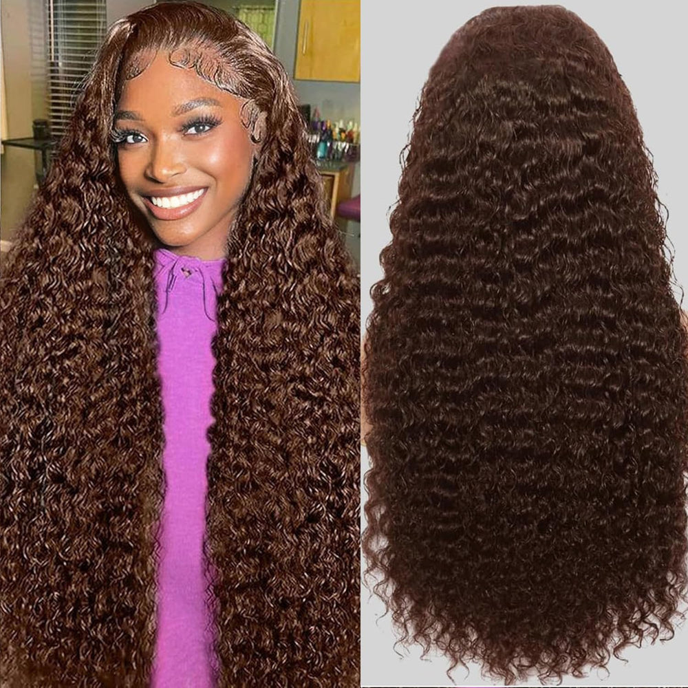 Anderah peluca humana de pelo rizado profundo con frente de encaje HD para 30 pulgadas.