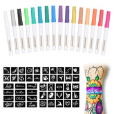 Anmmy marcadores temporales metálicos para piel con punta flexible para dibujar tatuajes.