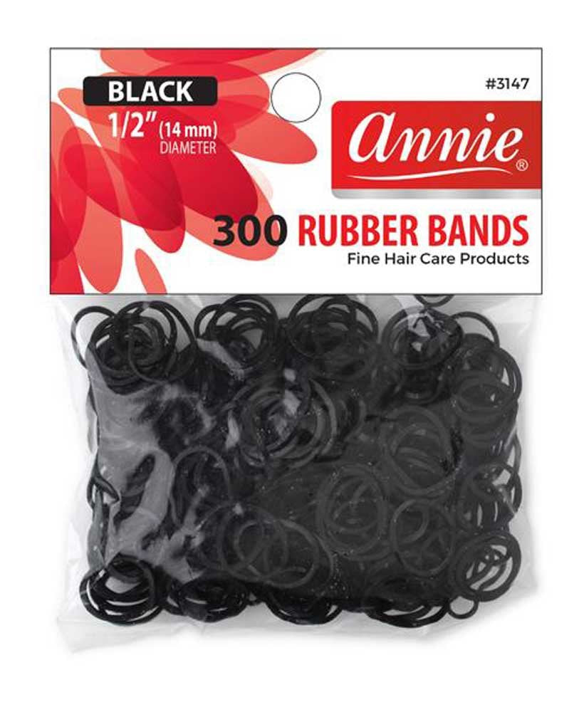 Annie gomas elásticas 14mm negro para peinados y coletas, sujetan y protegen el cabello.