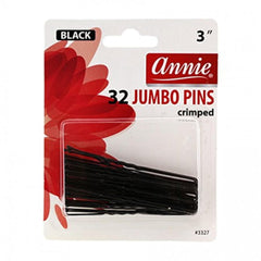 Horquillas jumbo Annie para el cabello, 3 pulgadas, negro, con punta de bola.