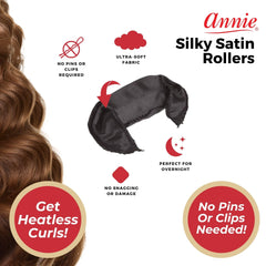Annie rodillos satin ideales para uso nocturno y mantenimiento del peinado.