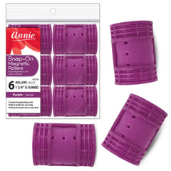 Annie Snap-On rodillos magnéticos extra jumbo con tapa de cierre, fijan el cabello sin clips.