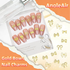 AnoleAir charms lazo dorado en múltiples estilos para personalizar uñas.